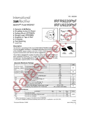 IRFR9220TRPBF datasheet  